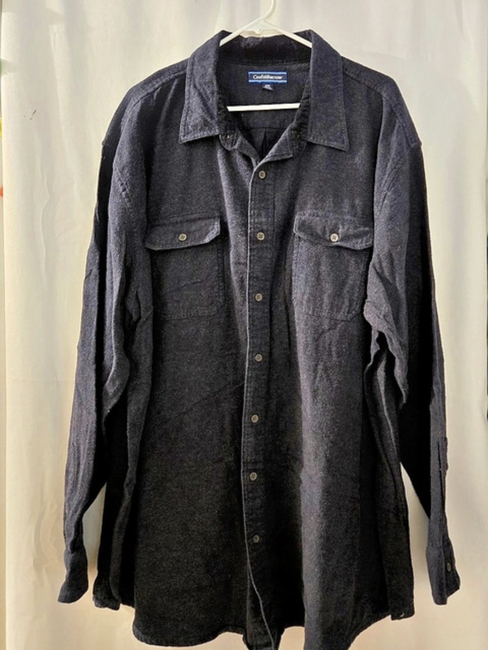 Croft&Barrow Men's Cotton Flannel Button Down Shirt Size Navy 3XB Like New